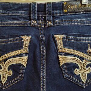 Rock Revival size 29 "Barby" Bootcut Gold and Silver tone Embroidered NWOT